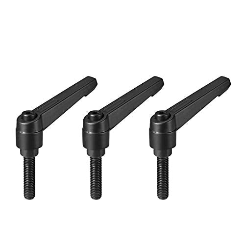 uxcell M8 x 32mm Handle Adjustable Clamping Lever Thread Push Button Ratchet Male Threaded Stud Knobs Rotating Screw Handles Bolts with Locking Lever Black 3pcs - size: M8 x 32mm
