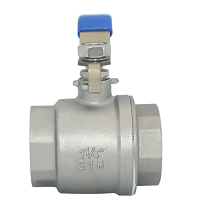 DAN SPEED 1-1/4" Female 316 Stainless Steel Full Port Ball Valve Vinyl Handle WOG1000 (1-1/4 inch) - size: 1-1/4 inch 1 piece