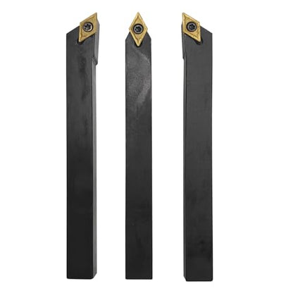 3pcs 3/8"/10mm Indexable Carbide Lathe Turning Tool Holder Set SDNCN1010H07 + SDJCL1010H07 + SDJCR1010H07 with 10pcs DCMT070204/DCMT21.51 Carbide Turning Insert(3/8" 10mm turning holders+DCMT inserts) - style: 3/8" 10mm turning holders+DCMT inserts