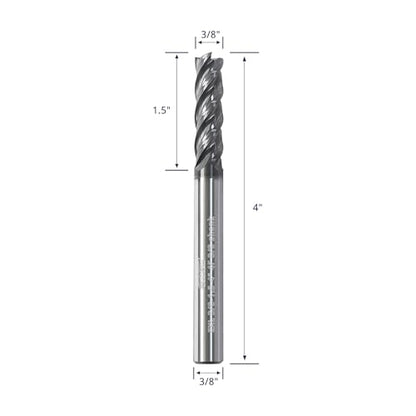 Tools Extra Long Carbide Square End Mill, 4 Flute Milling Cutter PVD ALTIN Coating for Stainless Steel, Nickel Alloys Hardness Cutting Materials, 3/8 Shank (3/8-4" 2PCS) - size: EXL 3/8"DIA - 2"FL - 4"OL 3/8Shank 2PC
