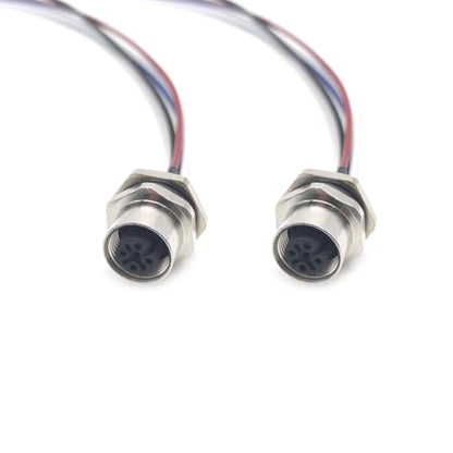 2Pcs M12 4 Pin A Code Female Connector Cable, IP67 Waterproof Back Mount Cable UnShielded Straight Aviation Socket Electrical Cable Sensor Receptacle 250V 4A (0.5Meter/1.64ft) - size: Female