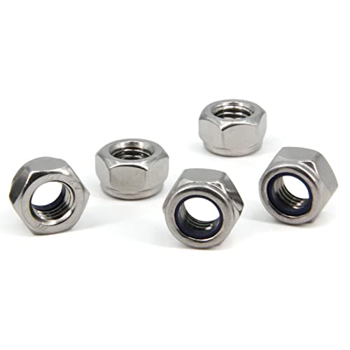 M12 x 1.75mm Pitch 304 Stainless Steel Self-Locking Hex Lock Nuts, Nylon Insert LockNuts Silver Metric Self Clinching Hex Lock Nuts for Hardware Parts, 20pcs/Pack (M12-20pcs) - size: M12-20pcs