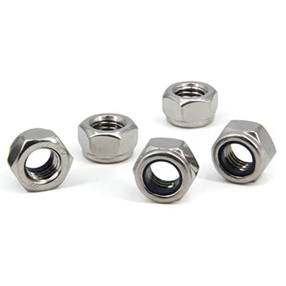M12 x 1.75mm Pitch 304 Stainless Steel Self-Locking Hex Lock Nuts, Nylon Insert LockNuts Silver Metric Self Clinching Hex Lock Nuts for Hardware Parts, 20pcs/Pack (M12-20pcs) - size: M12-20pcs