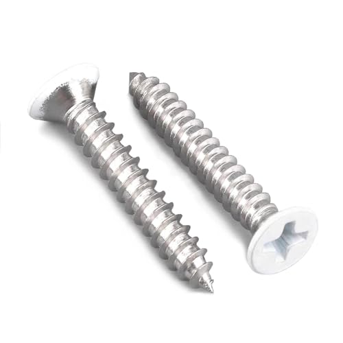 White Head Screws,100 PCS #6X1 Stainless Steel Phillips Flat Head Screws - color: White, size: #6x1"