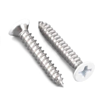 White Head Screws,100 PCS #10X1 Stainless Steel Phillips Flat Head Screws - color: White, size: #10x1"