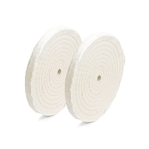 ENKAY - 8" Spiral Sewn Buffing Wheels (2 Pack) for Polishing Metal and More, for Use with Polishing Compounds, Buffing Machines & Bench Grinders (50 Ply Each)