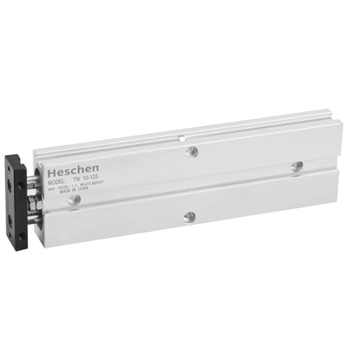 Heschen Double Rod Air Cylinder, TN10x125, 10mm Bore, 125mm Stroke, Double Acting Pneumatic Actuator with Magnetic Piston, 0.4° High Non-Rotation Precision for CNC Robotics & Pick-and-Place Automation - size: 125mm Stroke