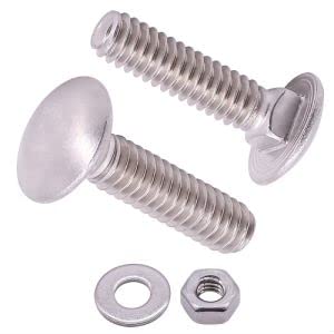 1/2-13 x 2-1/2" (4 Sets) Carriage Bolts Screws with Nuts and Washers Hardware Kits, 304 Stainless Steel 18-8, Round Head Carriage Bolts Sets, Square Neck, Fully Threaded - size: 1/2-13 x 2-1/2"
