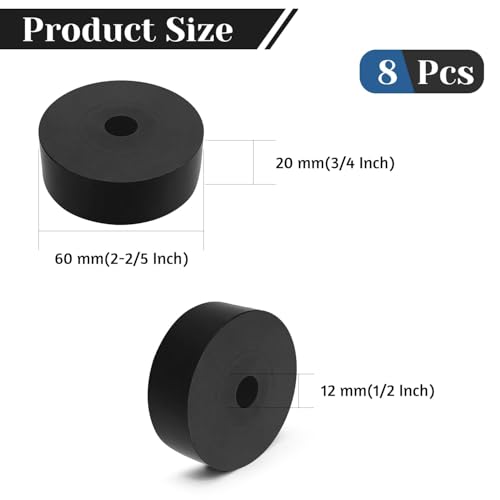 8 PCS Multi Purpose Rubber Spacer, 2-2/5" OD x 1/2" ID x 3/4" Thickness - size: 2-2/5" OD x 1/2" ID x 3/4" Thickness
