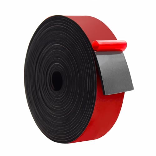 DOBTIM Solid Neoprene Rubber Strips with Adhesive Backing 1/8 (.125)" Thick x 2" Wide x 25' Long, Self Adhesive Rubber Sheets, Rolls & Strips - size: 2" X 25', style: .125" thick (Adhesive）