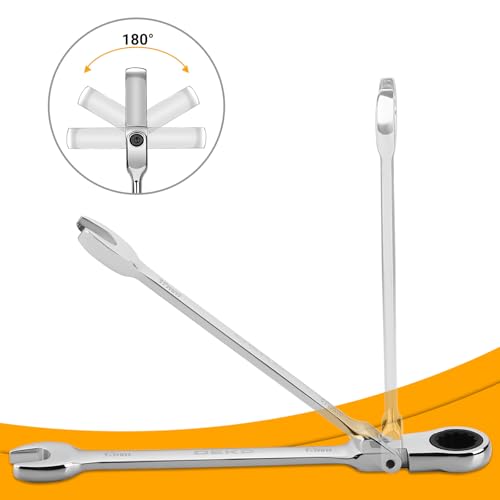 DEKOPRO 8-PC Flex Head Ratcheting Wrench Set, Metric Standard 9-17mm, 72-Tooth Cr-V Combination Wrenches with Portable Pouch for Mechanics & Home Maintenance - size: Metric
