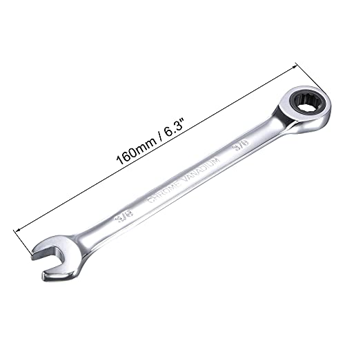 uxcell 3/8 Inch Ratcheting Combination Wrench SAE 72 Teeth 12 Point - size: 3/8"