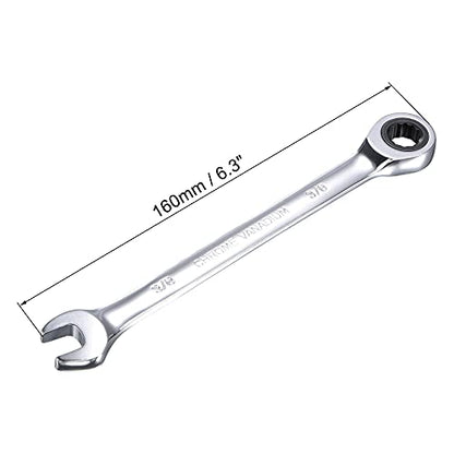 uxcell 3/8 Inch Ratcheting Combination Wrench SAE 72 Teeth 12 Point - size: 3/8"