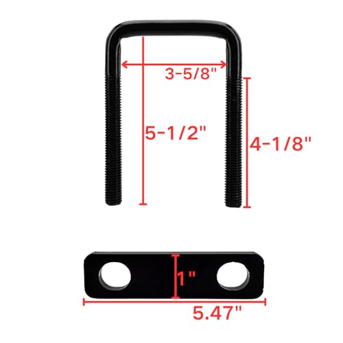 4 Pack Square U-Bolt for Trailer- Fits 3.5 Inch Wide Leaf Springs, Galvanized Steel Clamp Set, Secure Fit for Truck, Boat and Trailers, Black - size: Fits Up To 3.5 Inch Wide Leaf Springs