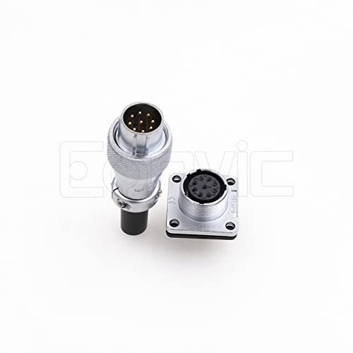 WS16 9 Pin Aviation Connector Waterproof Plug Male Female Square Socket Metal Threaded Signal LED Industrial Equipment - size: 9Pin