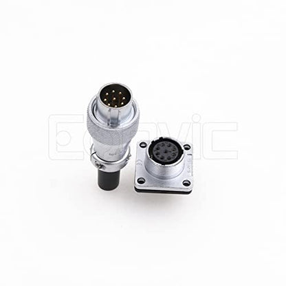 WS16 9 Pin Aviation Connector Waterproof Plug Male Female Square Socket Metal Threaded Signal LED Industrial Equipment - size: 9Pin