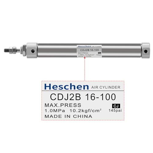 Heschen Stainless Steel Slim Air Pneumatic Cylinder, CDJ2B 16-100, M5 Port, 16mm Bore, 80mm Stroke, Double Acting Single Rod - size: 100mm Stroke