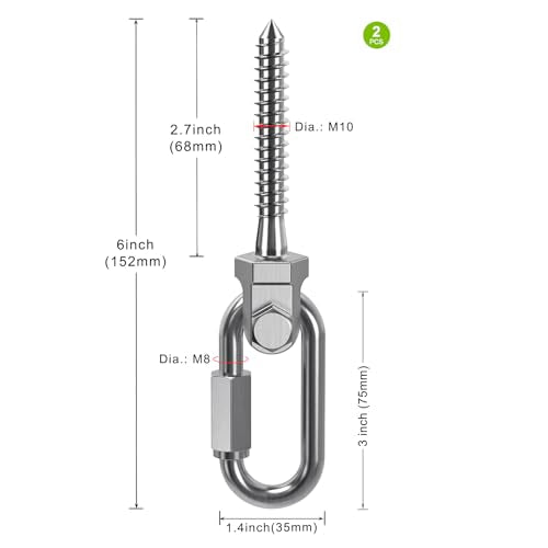 SELEWARE Heavy Duty Swing Hanger, 2 Pack Porch Swing Hardware - color: O (5 Inch, 2 Pack)