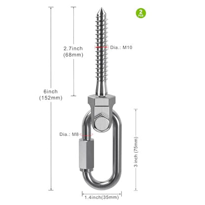 SELEWARE Heavy Duty Swing Hanger, 2 Pack Porch Swing Hardware - color: O (5 Inch, 2 Pack)
