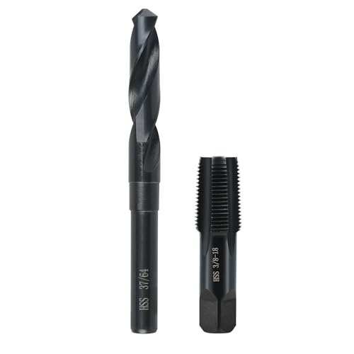 3/8-18 NPT Pipe Tap and 37/64" drill Set,Hand Threading Plumbing Tap Set - size: 3/8"-18 NPT Tap, 37/64" Drill