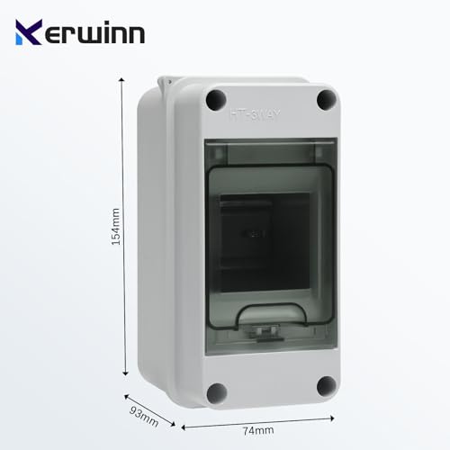 3 Way Distribution Protection Box,ABS/PC Alloy Plastic Transparent Cover Circuit Breaker Box IP66 Waterproof Distribution Box with DIN Rail and Waterproof Connector, WHITE, HT-3WAY - size: HT-3