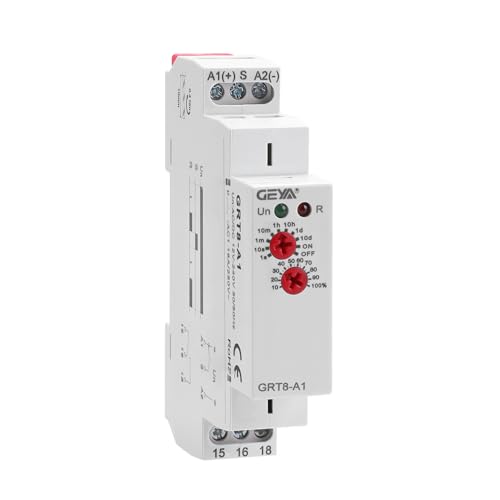 Delay On Time Relay 16A 1SPDT Electronic Adjustable Single Function Timer Delay Relay Din Rail Modular(GRT8-A1,AC/DC12V-240V) - size: GRT8-A1,AC/DC12V-240V
