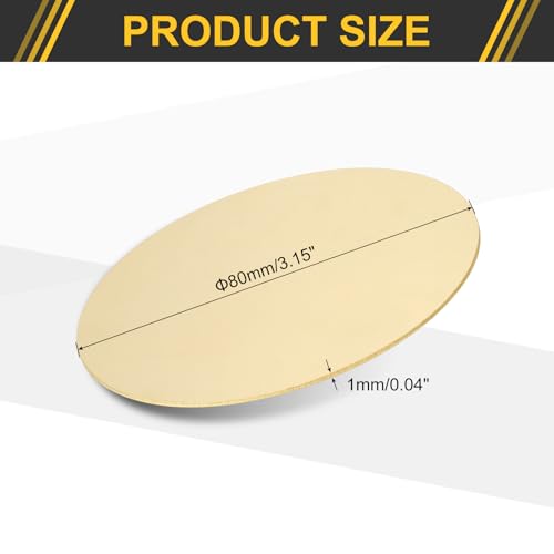 uxcell Brass Round Plate 0.04"(1mm) Thick 3.2"(80mm) Dia H62 - size: 1mm x 80mm