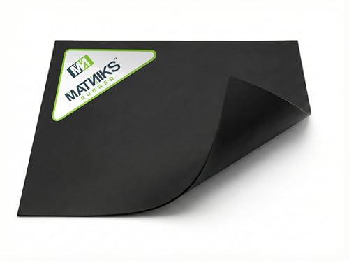 MATNIKS Neoprene Rubber Sheet, Heavy Duty, High Grade 60A, Black, 12x12-Inch by 1/16" (+/- 5%) for Plumbing, Gaskets DIY Material, Supports, Leveling, Sealing, Bumpers, Protection, Flooring - size: 1/16-inch by 12in x 12in