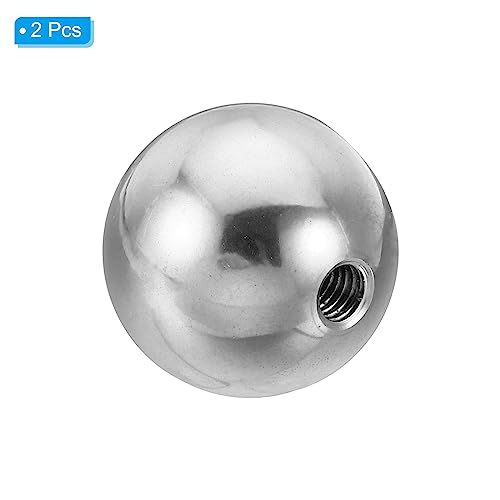 PATIKIL M6x28mm Ball Nuts Knob, 2 Pack Female Thread 304 Stainless Steel Round Blind Hole Screw Cap Cover for Lighting Machinery DIY Decoration, Silver - size: M6x28mm
