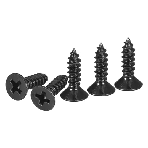 DTGN 100Pcs #6x1/2 Flat Head Wood Screws, 304 Stainless Steel Phillips Self Tapping Screws - Good for Woodworking, Furniture - Black - color: Black, size: #6x1/2"
