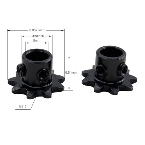 2PCS #25 Roller Chain Sprocket Type B 8mm Bore 9 Tooth, Hardened Antirust 1045 Steel Drive Sprockets 25B9-8mm