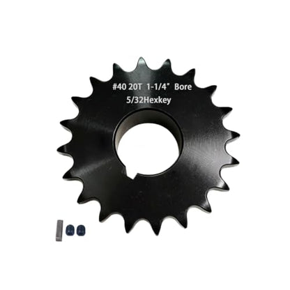 #40 Sprocket 20T 1-1/4" Bore Hardened Black Oxide - size: 20 teeth, style: 1-1/4" in bore