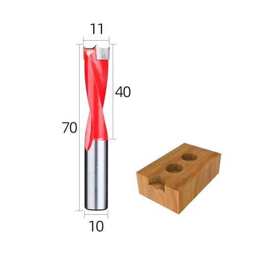 HUHAO 11mm Carbide Tipped Brad Point Boring Bit, Left Hand Dowel Drill Bits - size: 11mm Dia x 70mm Long x 10mm Shank L