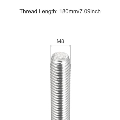 TOP-VIGOR 2Pcs M8-1.25 x 180mm Length Fully Threaded Rod, 304 Stainless Steel Right Hand Threaded Rods, Fully Studding Rod Bar for Anchor Bolts, Clamps, Hangers and U-Bolts - size: M8 x 180mm