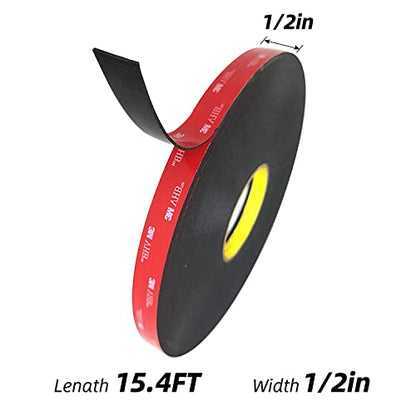 LONSHI Double Sided Mounting Tape, 5952 Heavy Duty Foam Adhesive 1/2" x15.4 FT for Indoor Outdoor, LED Strip Lights, Automotive Trim & Home Office Décor, Waterproof & Industrial Grade