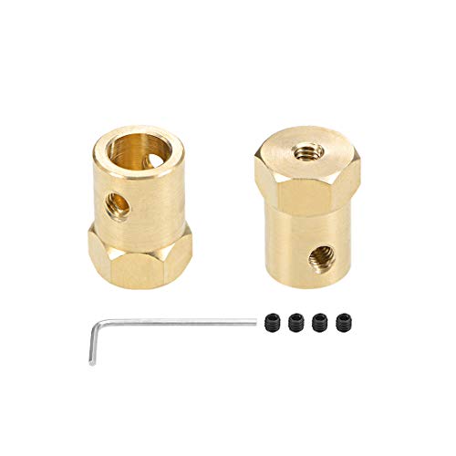 uxcell Hex Coupler 8mm Bore Motor Hex Brass Shaft Coupling Flexible Connector for Car Wheels Tires Shaft Motor 2pcs - size: 8mm