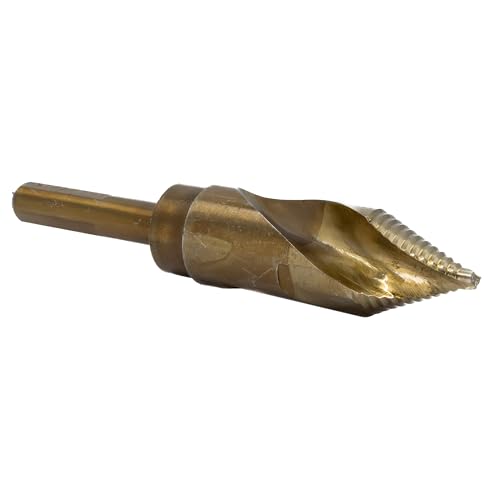 Drill America 1-1/8" Cobalt Stepped Drill Bit with 1/2" Reduced 3-Flat Shank, Gold Oxide Finish for Drilling Acrylic, Steel, Hard Metals, GSC Series - size: 1-1/8"