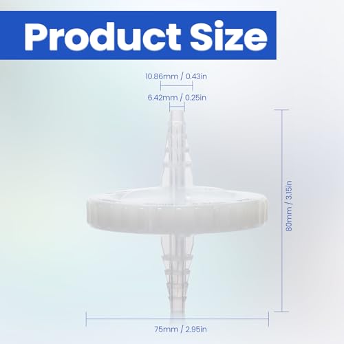 50mm Sterile Gas Venting Filter, 0.22 Micron PTFE Membrane, Hydrophobic, Cell Culture Bags, Tanks, CO2 Incubators (Individually Packed 1)