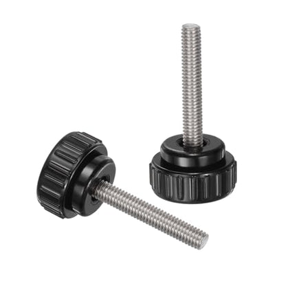 uxcell 4pcs Knurled Clamping Knobs M6 x 35mm Metric 304 Stainless Steel Male Thread Thumb Screw on Type 25mm Plastic Round Head Threaded Hand Bolt Stud Knobs Black - size: M6 x 35mm x 25mm
