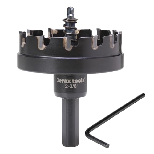 Tungsten Carbide Tipped Hole Cutter, 2-3/8 inch TCT Hole Saw, Oxided Coating with Tri-Flat Shank, 5mm Hole Depth Heavy Duty, for Stainless Steel, Mild Steel, Iron, Copper, Brass, Plastic - size: 60mm | 2-3/8", style: Single Pack