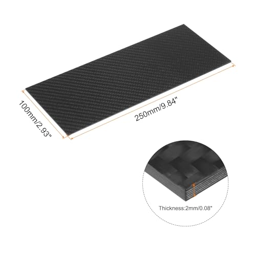 MECCANIXITY 1 Pcs Carbon Fiber Sheet 100x250x2mm Matte Surface Pultruded Flat Carbon Fiber Board Plate Twill Weave Panel Sheet for Kites RC Airplane - size: 100x250x2mm, style: Matte