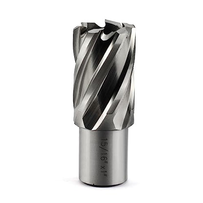 Annular Cutter JESTUOUS 15/16 Inch Cut Dia 3/4 Weldon Shank 1 Cut Depth