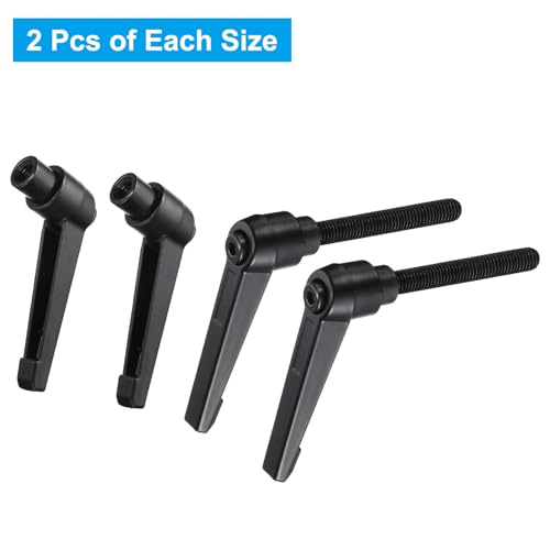 uxcell 4pcs Clamping Lever Adjustable Handle Set Metric M8 x 60mm Male & M8 Female Thread Level Handles Hand Stud Knobs Quick Release Black for Lathe Machinery - size: M8 x 60mm