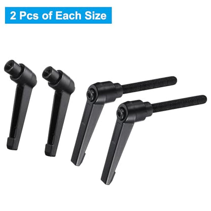 uxcell 4pcs Clamping Lever Adjustable Handle Set Metric M8 x 60mm Male & M8 Female Thread Level Handles Hand Stud Knobs Quick Release Black for Lathe Machinery - size: M8 x 60mm