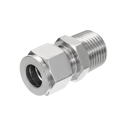 PATIKIL 1/2NPT x 12mm 304 Stainless Steel Compression Tube Fitting, Double Ferrules Compression Tube Fitting Straight Adapter Connect - size: 1/2NPT x 12mm