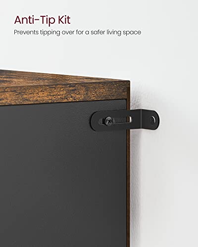 VASAGLE Lateral File Cabinet, Home Office, 2 -Drawer Filing Cabinet - color: Rustic Brown + Ink Black, size: 2 Drawers