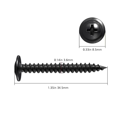 Wensilon（300 pcs）#6×1-1/4" Phillips Truss Head Wood Screws Black Galvanizing Quick Metal Self Tapping. - color: Black, size: #6×1-1/4"