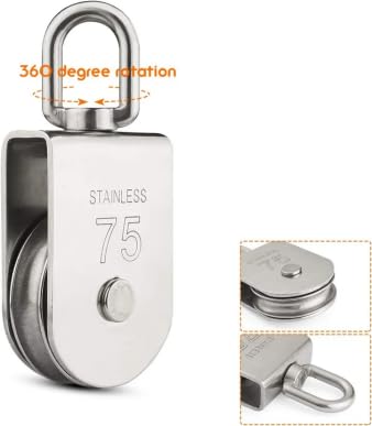 STARVAST 2Pcs M75 Lifting Single Pulley Loading 1322 lbs - size: M75-2PCS