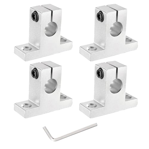 uxcell 4pcs SK10 Aluminum Linear Rod Rail Shaft Support for 10mm Diameter Shaft, Linear Motion Rail Guides Mounting Bracket with Wrench for CNC Machine, 3D Printer, Automation Equipment - size: SK10