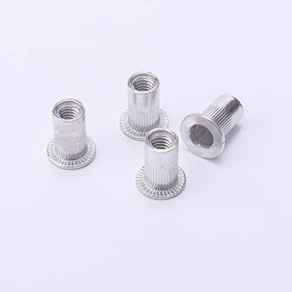 M4 4 mm Flat Head Aluminum Rivet Nut Blind Insert Nut Pack of 100 - size: M4